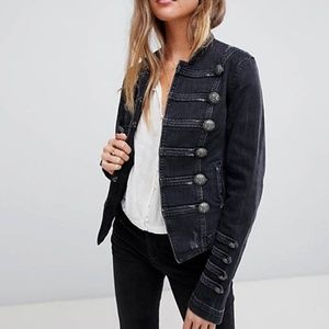 Free People Military Denim Jacket, NWT